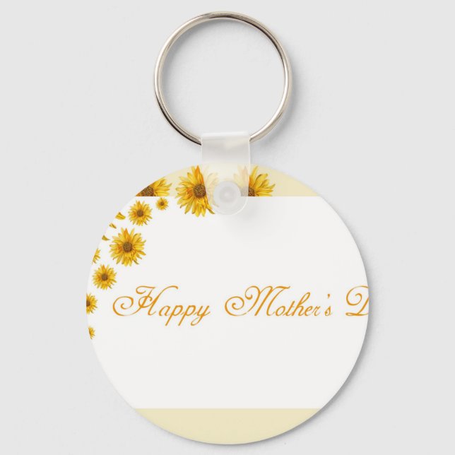 Sunflowers Happy Mother's Day Floral Greeting Key Ring (Front)