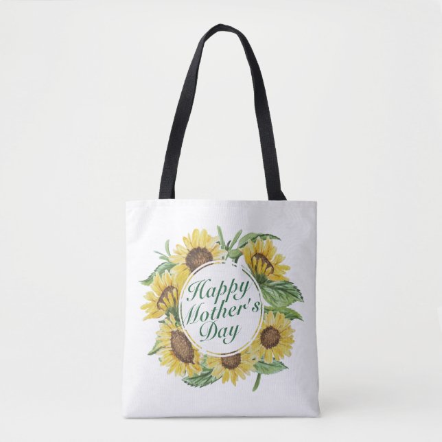 Sunflowers Happy Mother's Day Floral Tote Bag (Front)