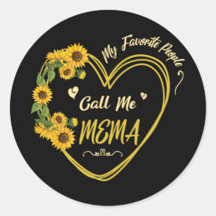 Sunflowers Heart Happy My Favourite People Call Me Classic Round Sticker