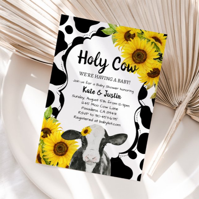 Sunflowers Holy Cow Baby Shower Invitation (Creator Uploaded)