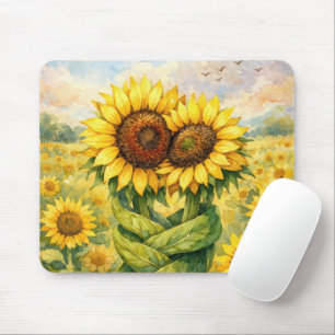 Sunflowers Hugging Each Other Mouse Pad