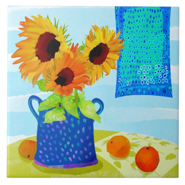 Sunflowers II Ceramic Kitchen Tile (Front)