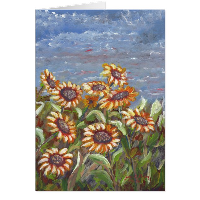 Sunflowers in a Field Acrylic Painting (Front)
