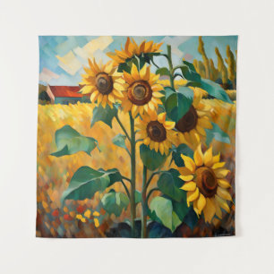 Sunflowers in a Field Tapestry
