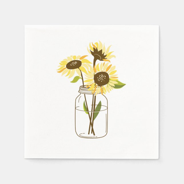 Sunflowers In A Mason Jar Paper Napkins (Front)