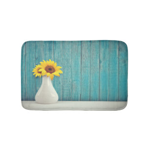 Sunflowers in a vase   bath mat