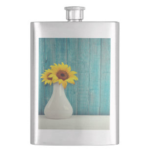 Sunflowers in a vase       hip flask