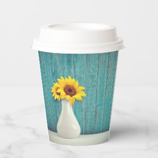 Sunflowers in a vase paper cups