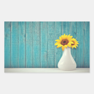 Sunflowers in a vase rectangular sticker