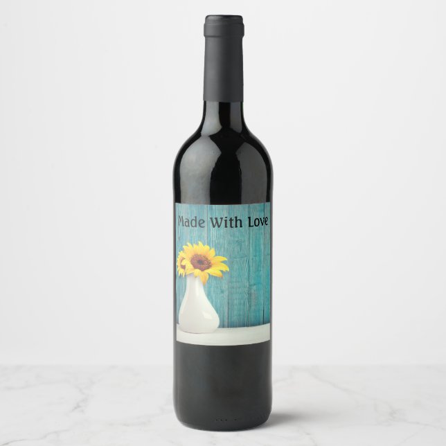 Sunflowers in a vase       wine label (Front)