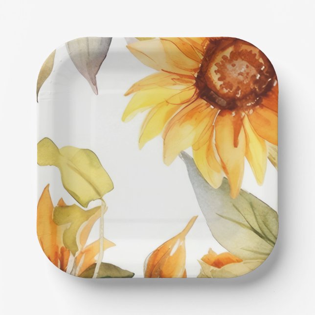 Sunflowers in Bloom  Paper Plate (Front)
