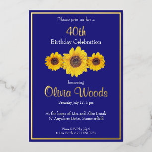 Sunflowers in  blue -  40th birthday