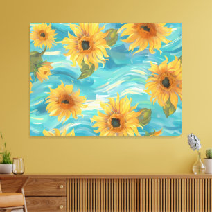 Sunflowers In Blue Canvas Print