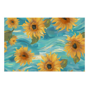 Sunflowers In Blue Poster