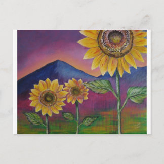 Sunflowers in front of Mountains Postcard