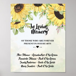 Sunflowers In Loving Memory Wedding Sign