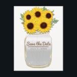 Sunflowers in Mason Jar Rustic Chic Save the Date Announcement Postcard<br><div class="desc">Customise with any text.</div>