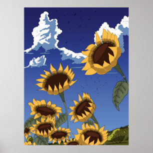 Sunflowers in the Summer Poster