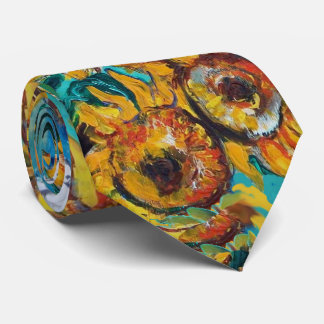 SUNFLOWERS IN TURQUOISE BLUE TIE