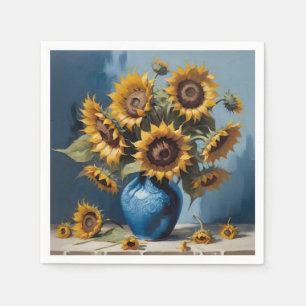 Sunflowers in vase napkin