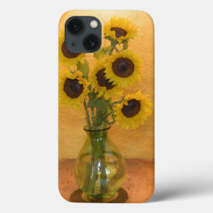 Sunflowers in vase on table 2 iPhone 13 case