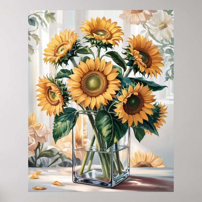 Sunflowers in Vase Poster (Front)