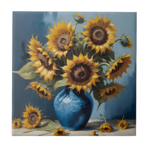 Sunflowers in vase tile