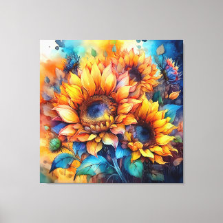 Sunflowers in Watercolor Canvas Print