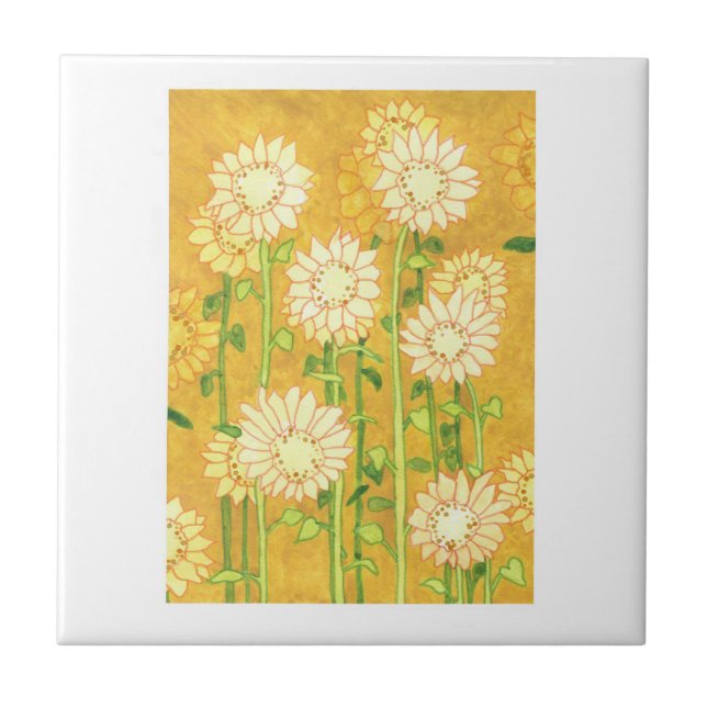 Sunflowers in Watercolor, custom tiles (Front)