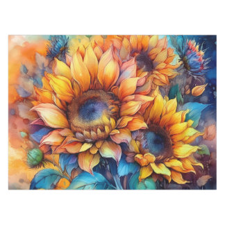 Sunflowers in Watercolor Tablecloth