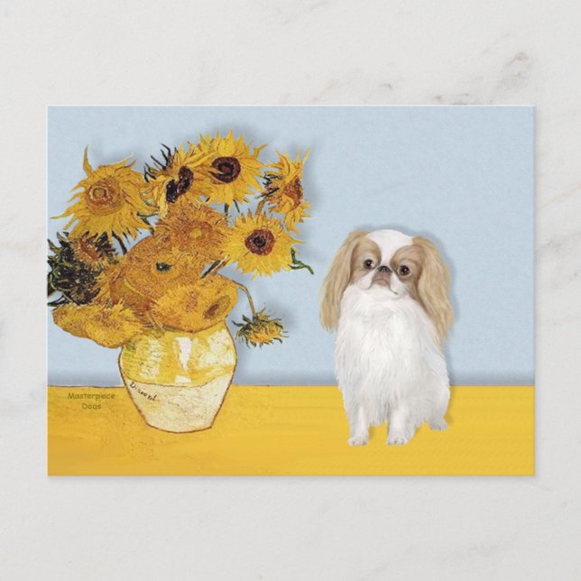 Sunflowers - Japanese Chin (L1) Postcard (Front)