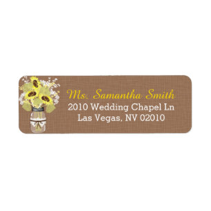 Sunflowers Lace Mason Jar Wedding Labels