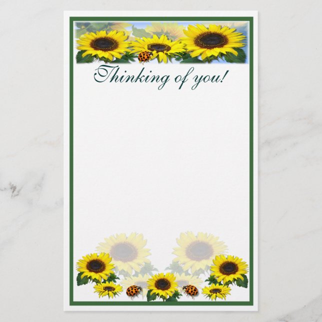 SUNFLOWERS & LADYBUGS ~ Stationary Stationery (Front)