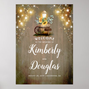 Sunflowers Lantern Rustic Country Wedding Sign