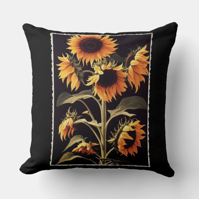 Sunflowers Large Throw Pillow (Front)