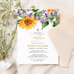Sunflowers & Lavander Baptism Invitation