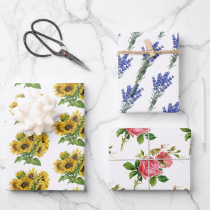 sunflowers, Lavander roses  Wrapping Paper Sheet