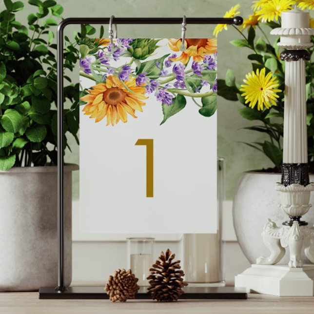 Sunflowers & Lavander Table 1 Wedding Table Number (Creator Uploaded)