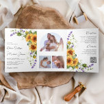 Sunflowers Lavender All in One QR Code Wedding Tri-Fold Invitation<br><div class="desc">Amaze your guests with this elegant all in one wedding invite featuring beautiful sunflowers and lavender bouquet. Simply add your event details on this easy-to-use template and adorn this card with your favourite photos to make it a one-of-a-kind invitation.</div>