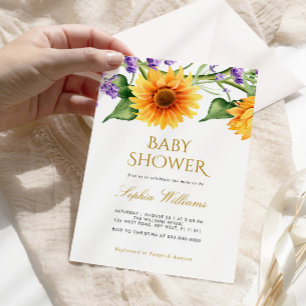  Sunflowers & Lavender Baby Shower Invitation