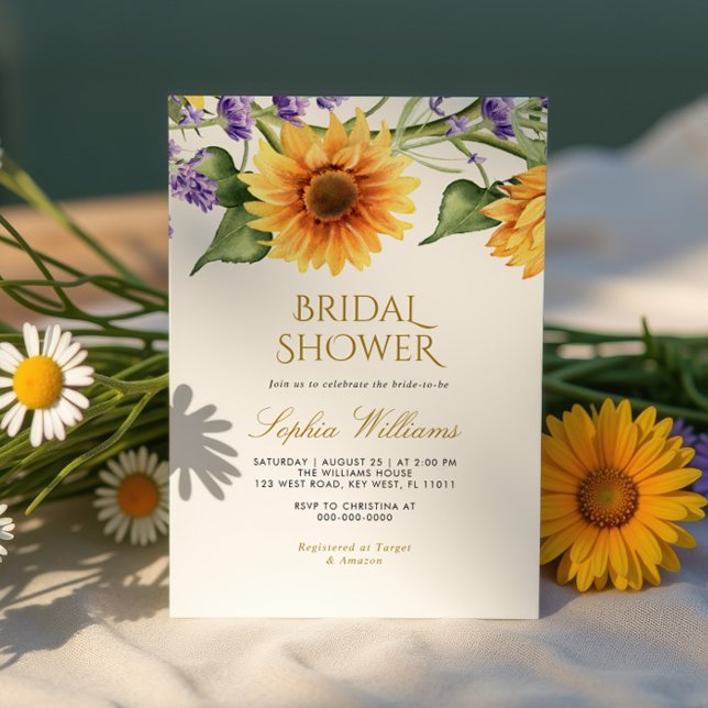 Sunflowers & Lavender Bridal Shower Invitat Invitation (Creator Uploaded)