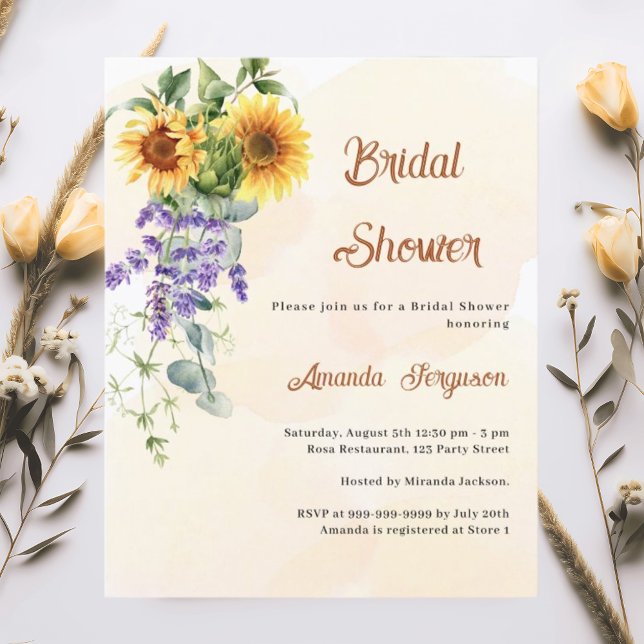 Sunflowers lavender Bridal Shower invitation (Creator Uploaded)