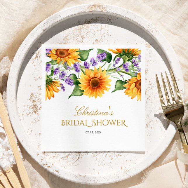 Sunflowers & Lavender Bridal Shower Napkin (Creator Uploaded)