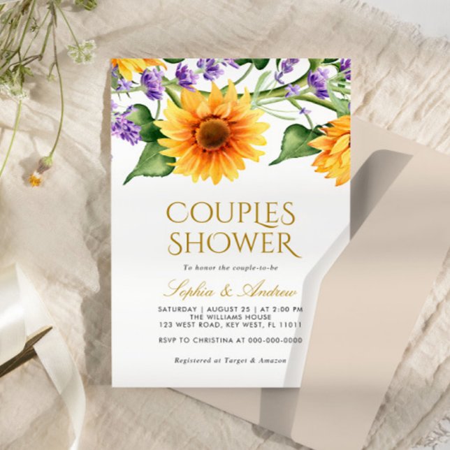  Sunflowers & Lavender Couples Shower Invitation (Creator Uploaded)