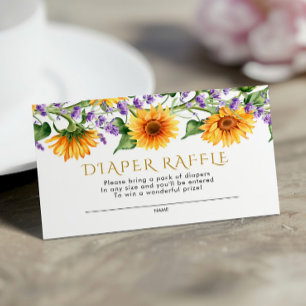 Sunflowers & Lavender Diaper Raffle Enclosure Card