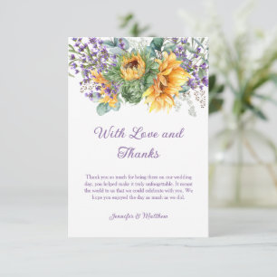 Sunflowers Lavender Eucalyptus Greenery Thank You RSVP Card