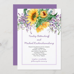 Sunflowers, Lavender, Eucalyputs Wedding Invitation