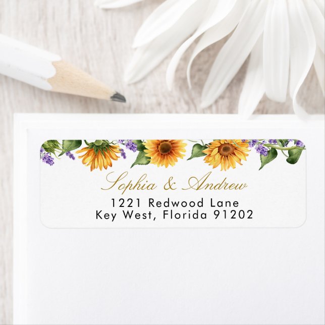 Sunflowers & Lavender Return Address Label (Insitu)