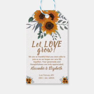  Sunflowers Let Love Grow Wedding Favour Gift Tags