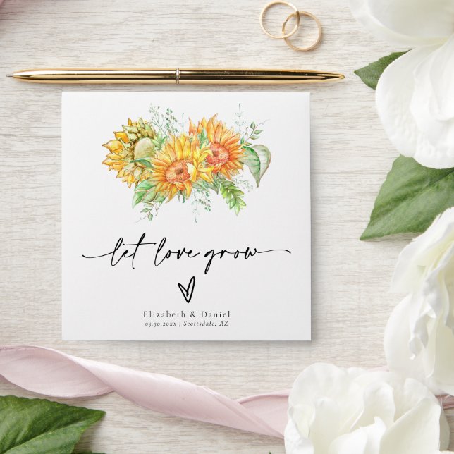 Sunflowers Let Love Grow Wedding Favour Seed Packe Envelope (Wedding)